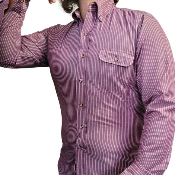 VNTG 1984 Levi’s Burgundy Stripe Button Shirt L Retro Cowboy Rodeo Westerncore - Picture 4 of 9